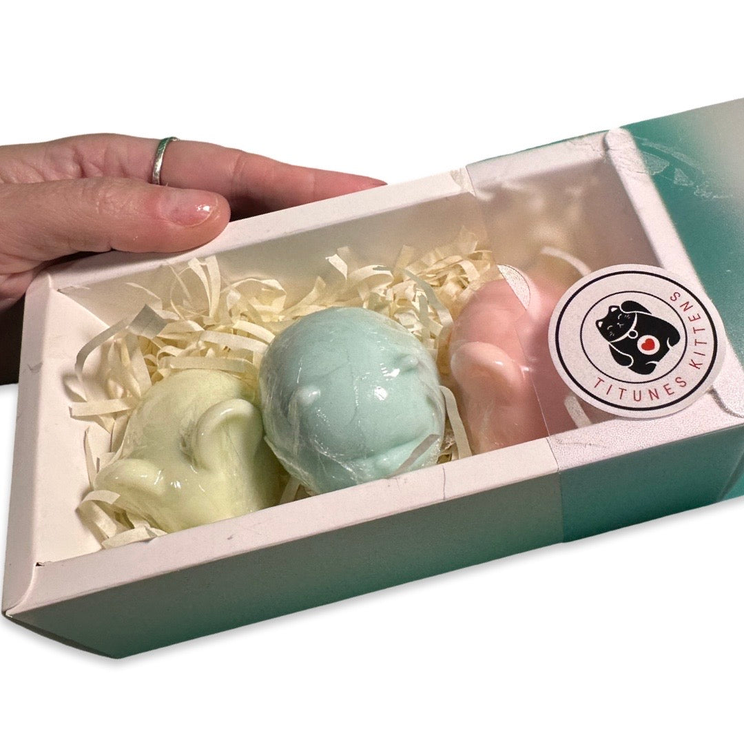 🐱🐭 Chonky Cat & Two Mice – Paw-Made Shea Butter Soaps